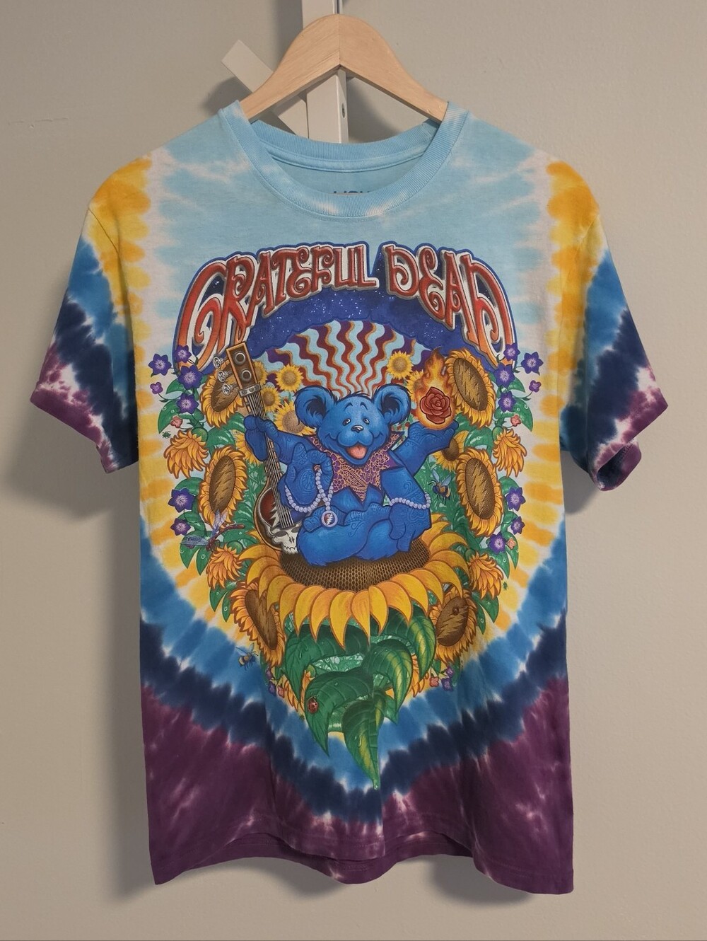 Grateful Dead Liquid Blue Tie Dye T-Shirt Sunflower Bears 2006 Size Medium